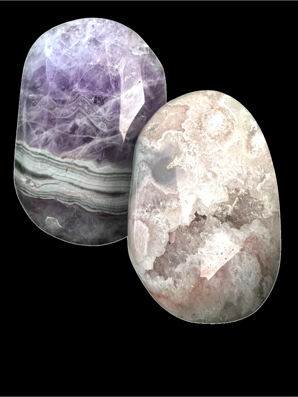 Flower Agate Crystal with Druzy Palm Stone - Picture 4 of 6